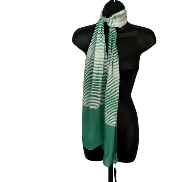 NEW Antonio Miro Green and White Stripes Scarf NWT - Picture 1 of 3
